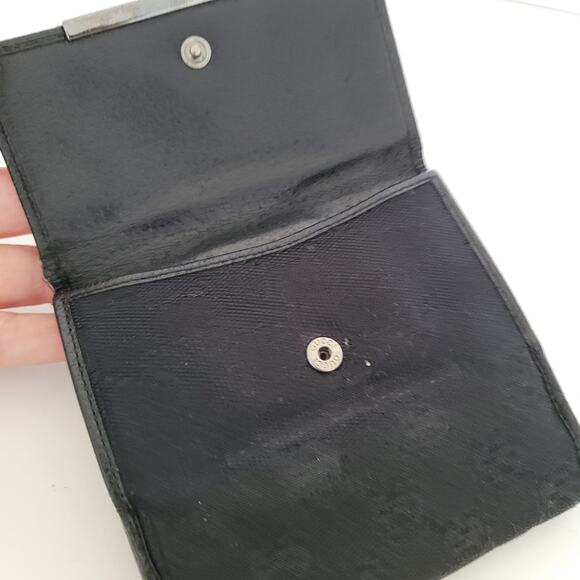 GUCCI GG Logo Plate Canvas Leather Card Bil Wallet Medium Monogram Bifold Black - Picture 8 of 14